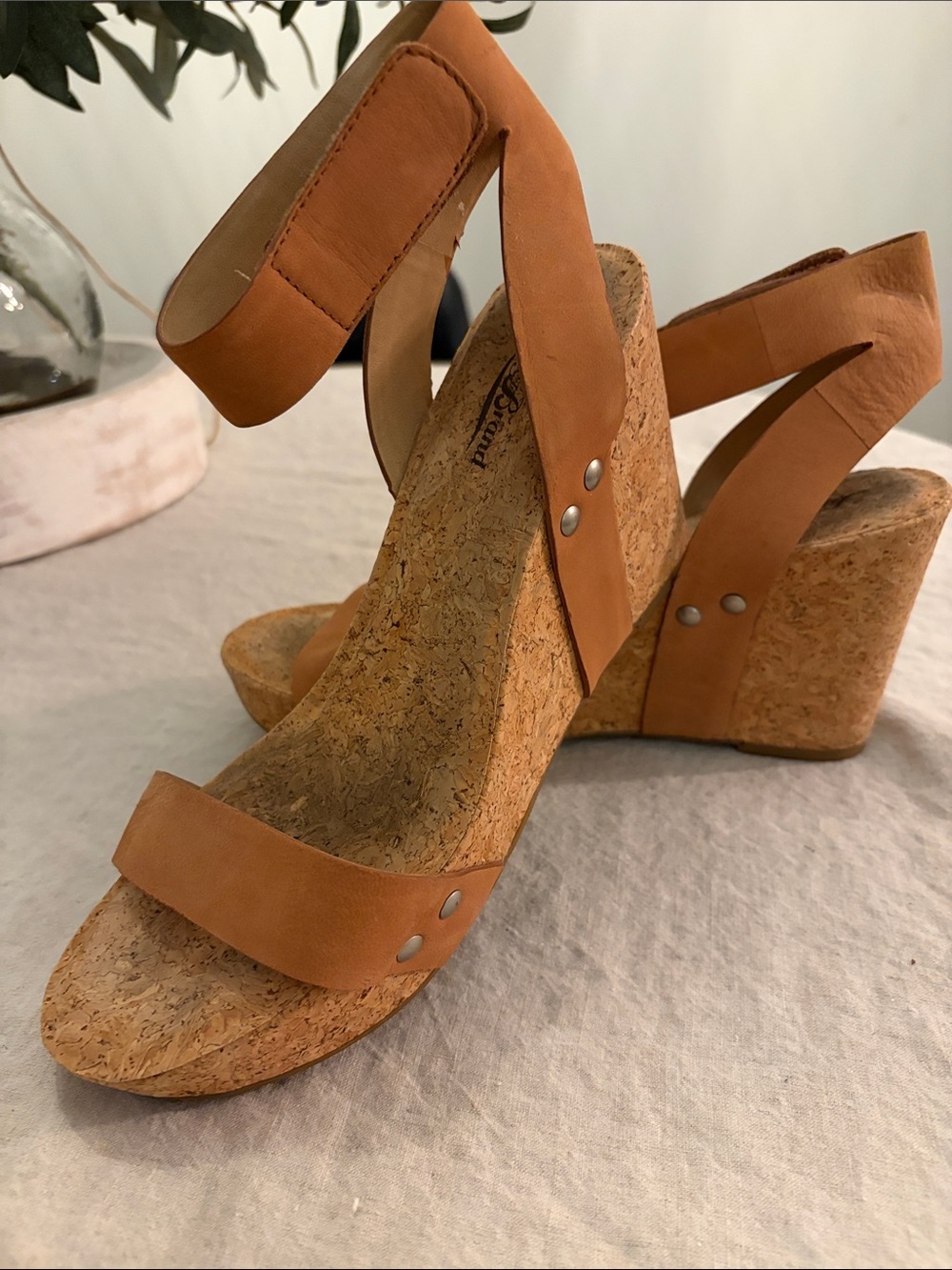 Lucky Brand Tan Cork Wedge Sandals